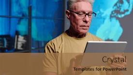  Presentation with dark grey - Theme with serious-mature-businessman-with-grey background and a  colored foreground