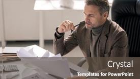  Presentation with director - Cool new slide set with serious-mature-director-of-company backdrop and a tawny brown colored foreground