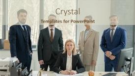  Presentation with law firm - Slide set featuring serious-mature-female-chef background and a  colored foreground