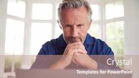  Presentation with man looking up happy - Amazing presentation having serious-mature-man-looking-up backdrop and a coral colored foreground