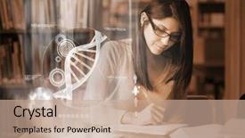  Presentation with digital university - Beautiful slide deck featuring serious mature student studying medicine backdrop and a coral colored foreground