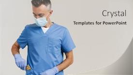  Presentation with capsules - Cool new theme with serious-medical-doctor-in-face backdrop and a light gray colored foreground