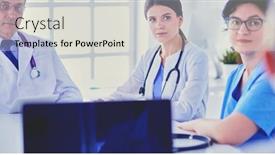  Presentation with labor and delivery medical team - Theme enhanced with serious-medical-team-discussing-patient background and a light gray colored foreground