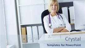  Presentation with medical laptop - Theme consisting of serious-medical-team-using background and a lemonade colored foreground