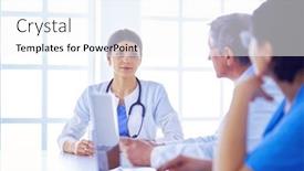  Presentation with medical laptop - Presentation theme featuring serious-medical-team-using background and a sky blue colored foreground