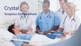  Presentation with medical - PPT theme having serious medical team background and a sky blue colored foreground
