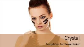  Presentation with military families - PPT layouts with serious military woman with bullet background and a  colored foreground