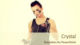  Presentation with military bible boots - Slides having serious military woman with bullet background and a  colored foreground