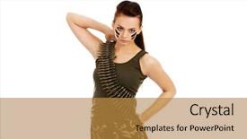  Presentation with military - PPT layouts with serious military woman with bullet background and a  colored foreground