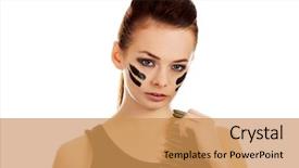  Presentation with in belt - PPT theme enhanced with serious military woman with bullet background and a yellow colored foreground