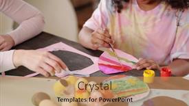  Presentation with race - Colorful PPT theme enhanced with serious-mixed-race-little-girl backdrop and a coral colored foreground