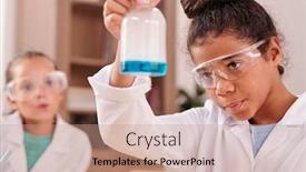  Presentation with substance - Cool new slide deck with serious-mixed-race-schoolgirl backdrop and a coral colored foreground