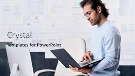  Presentation with web design - Presentation consisting of serious-modern-middle-aged-man background and a light gray colored foreground