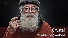  Presentation with old age - PPT theme enhanced with serious-old-man background and a tawny brown colored foreground