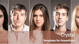  Presentation with gray - Cool new slide deck with serious people on a gray backdrop and a coral colored foreground