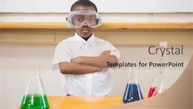  Presentation with pupil - Amazing PPT theme having serious-pupil-looking-at-camera backdrop and a coral colored foreground