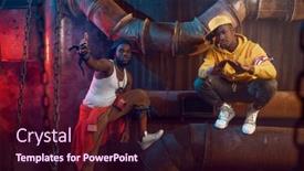  Presentation with break dance - Theme having serious-rappers-break-dance-performing background and a wine colored foreground