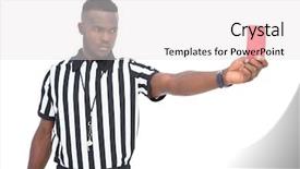  Presentation with referee - Presentation theme featuring soccer refree - serious referee showing red card background and a white colored foreground