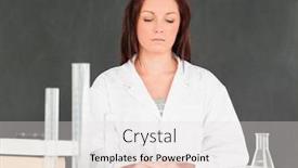  Presentation with taking notes - Beautiful theme featuring serious scientist taking notes in a classroom backdrop and a lemonade colored foreground