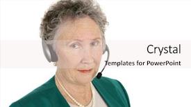  Presentation with bank - Audience pleasing slides consisting of serious senior phone bank volunteer backdrop and a  colored foreground