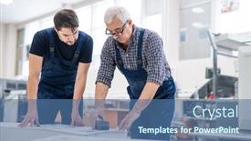  Presentation with senior worker - Amazing theme having serious-senior-specialist-showing-young backdrop and a ocean colored foreground