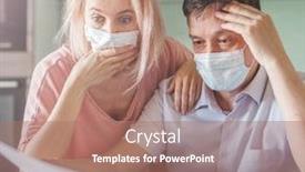  Presentation with debt management money - Audience pleasing slides consisting of serious-stressed-couple-worried backdrop and a coral colored foreground