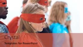  Presentation with superhero - Theme with serious-superhero-girl-standing background and a red colored foreground