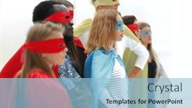  Presentation with superhero - Audience pleasing theme consisting of serious-superhero-girl-standing backdrop and a light blue colored foreground