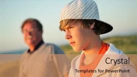  Presentation with gap - Beautiful slide set featuring closing gap - serious teen with father backdrop and a coral colored foreground