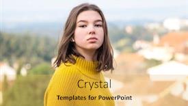  Presentation with teenage girl - Slide deck enhanced with serious-teenage-girl-in-yellow background and a yellow colored foreground