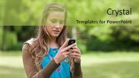  Presentation with memories temlate text box - Audience pleasing slides consisting of serious teenager sending a text backdrop and a  colored foreground