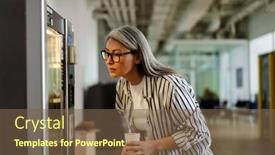  Presentation with vending machine - Amazing slide set having serious-white-haired-mature-woman backdrop and a tawny brown colored foreground