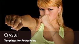  Presentation with black woman - Amazing PPT theme having serious-woman-on-the-black backdrop and a wine colored foreground