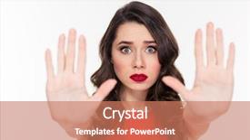  Presentation with stop - PPT layouts enhanced with serious woman showing stop sign background and a  colored foreground