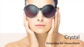  Presentation with woman in labor - Audience pleasing PPT layouts consisting of serious woman woman wearing round backdrop and a coral colored foreground