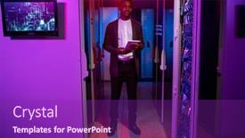  Presentation with connections - Presentation theme with serious-young-african-american-network background and a violet colored foreground