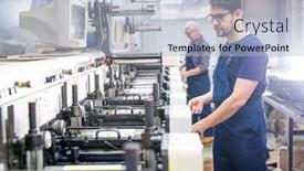  Presentation with young plant - Slide deck consisting of serious-young-bearded-employee background and a light blue colored foreground