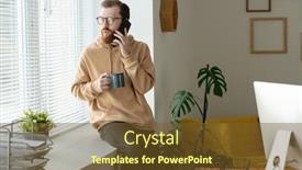  Presentation with elegant man in glasses optics - Amazing presentation design having serious-young-bearded-man backdrop and a tawny brown colored foreground