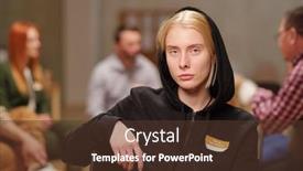  Presentation with group support - PPT layouts with serious-young-blond-woman background and a tawny brown colored foreground