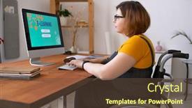  Presentation with login - Presentation consisting of serious-young-disabled-woman background and a tawny brown colored foreground