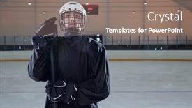  Presentation with ice rink - Slides enhanced with serious-young-hockey-player background and a coral colored foreground