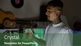  Presentation with latin music - Theme with serious-young-latin-man and a tawny brown colored foreground