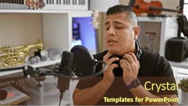  Presentation with latin music - Presentation design enhanced with serious-young-latin-man and a tawny brown colored foreground