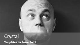  Presentation with woman covering man mouth hand - Presentation theme featuring serious young man without a mouth background and a gray colored foreground