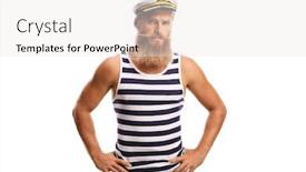  Presentation with beard - Audience pleasing slide deck consisting of serious-young-sailor-captain backdrop and a white colored foreground