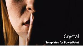  Presentation with lips mouth - Beautiful presentation theme featuring seriouse-woman-placing-her-finger backdrop and a black colored foreground
