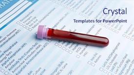  Presentation with blood test - Cool new presentation theme with form to fill in with results of blood test in glass tube backdrop and a sky blue colored foreground
