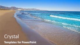  Presentation with beach - Beautiful slide deck featuring serradal-beach-in-grao-de backdrop and a violet colored foreground