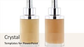  Presentation with foundation - Amazing slide set having serum - glass bottles of liquid foundation backdrop and a coral colored foreground
