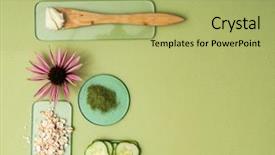  Presentation with serum - Slide deck enhanced with serum - ingredients for cosmetic background and a mint green colored foreground